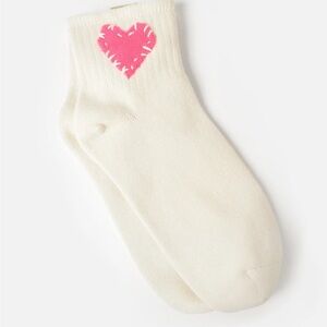 NWT Kerri Rosenthal Cream Socks with Pink Heart